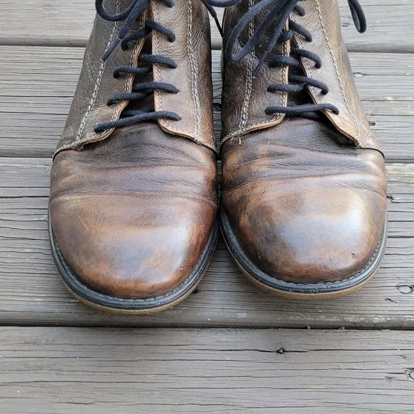 Bed Stu Louis Rustic Teak Brown Distressed Lace-up Leather Ankle Dress Boots 12 - Picture 6 of 8